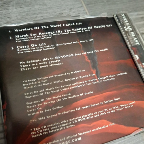 Manowar Warriors Of The World United CD single like new, metal
