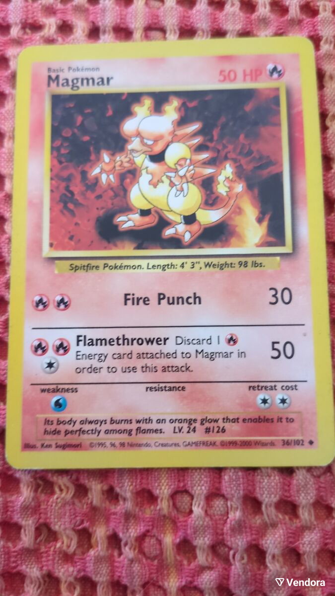 magmar 1995 pokemon card Pokemon - Collectible Card - Magmar - Fossil main image 1