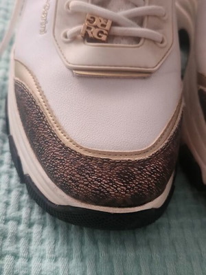 Renato Garini women's chunky sneakers wedges size 39 used, white with animal print