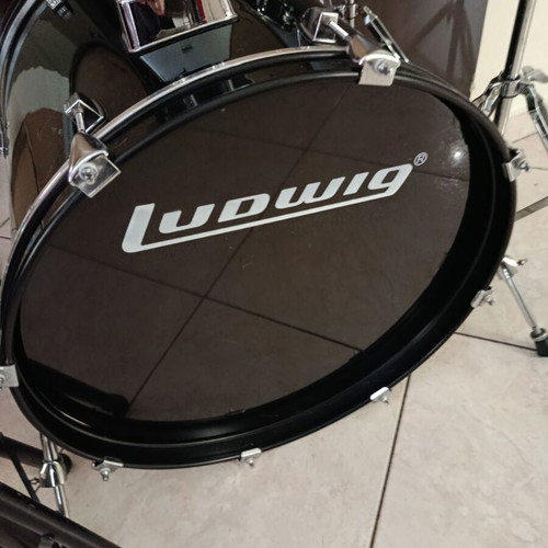 Ludwig drum set used with bass drum, snare, toms and cymbals