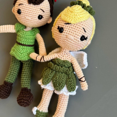 Peter Pan and Tinkerbell Amigurumi Crochet Dolls new
