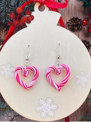 Handmade winter earrings new, stainless steel and polymer clay