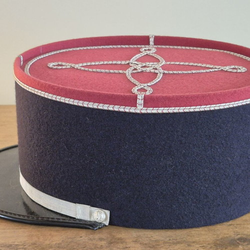 French Gendarmerie Kepi Hat with Silver Grenade Insignia, Size 57