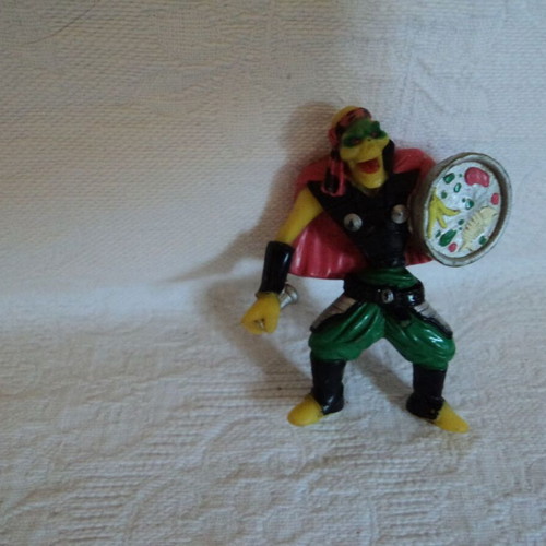Small action figures used, approx. 8cm, including Power Rangers and Archaeopteryx