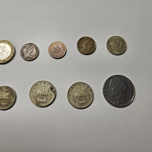 Coins used, set of 17 from various countries