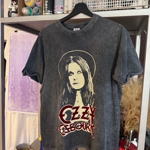 Vintage Y2K Ozzy Osbourne Merch Tee Shirt used, faded black, size S