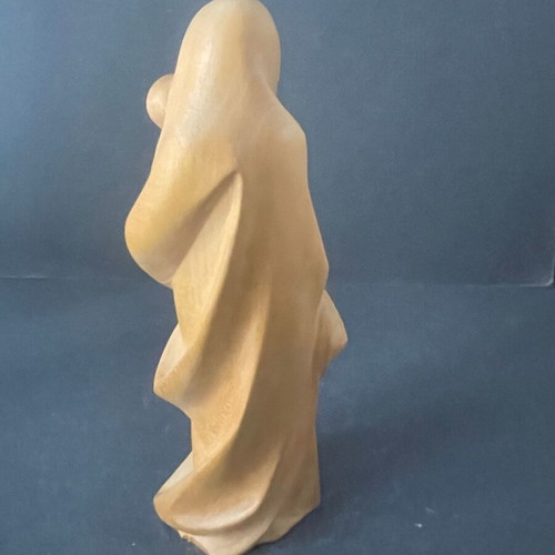 Vintage Wooden Madonna with Child Val Gardena Italy maple wood