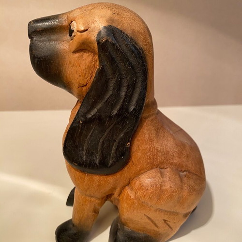 Wooden decorative dog used, cocker spaniel with long ears