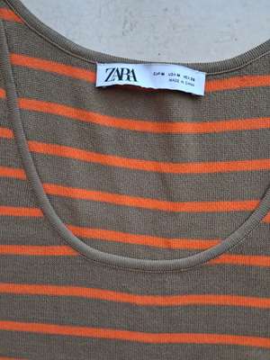 Zara medium striped knitted women's tank top like new, brown and orange