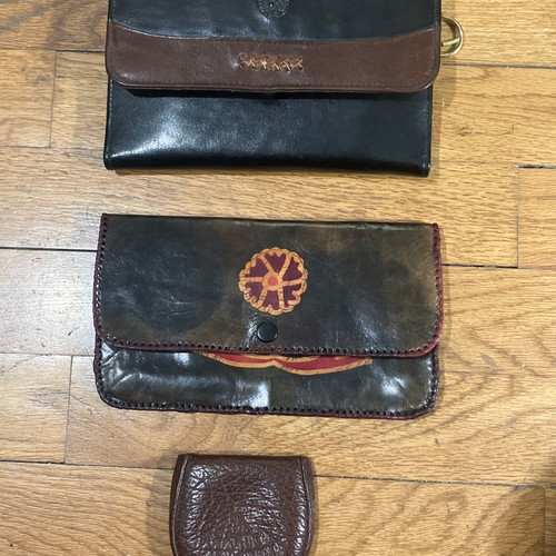 Vintage leather wallet set used