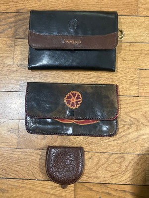 Vintage leather wallet set used