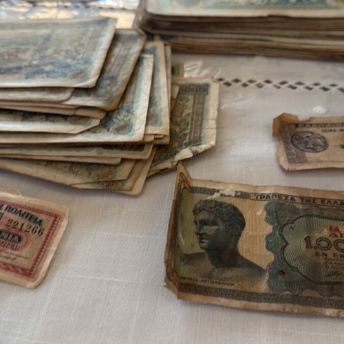 Old Greek drachma banknotes, pack of 93