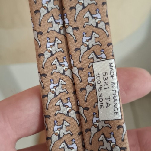 Hermes vintage silk brown tie