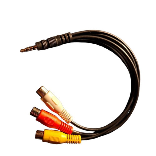 Lindy RCA to AV adaptor cable 27cm 3mm 4 segment jack to 3 phono male