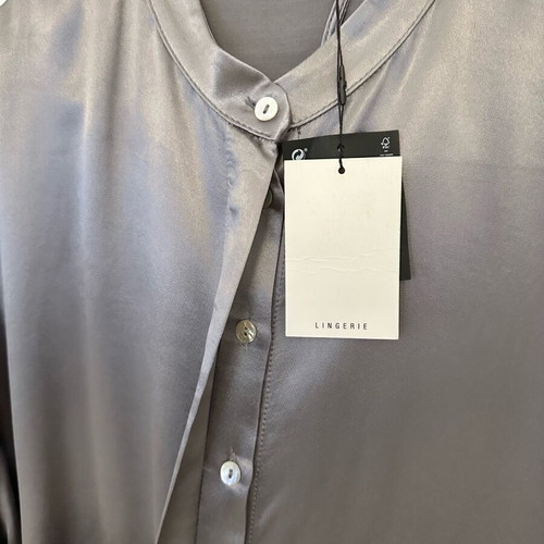Zara gray satin shirt with feathers new