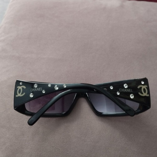 Chanel Vintage Sunglasses C.106/80 Black with Rhinestones and CC Logo like new