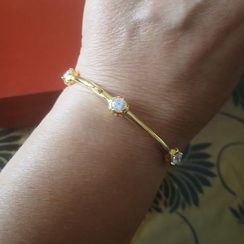 Bracelet silver plated 925 with zirconia, 6 cm opening, like new