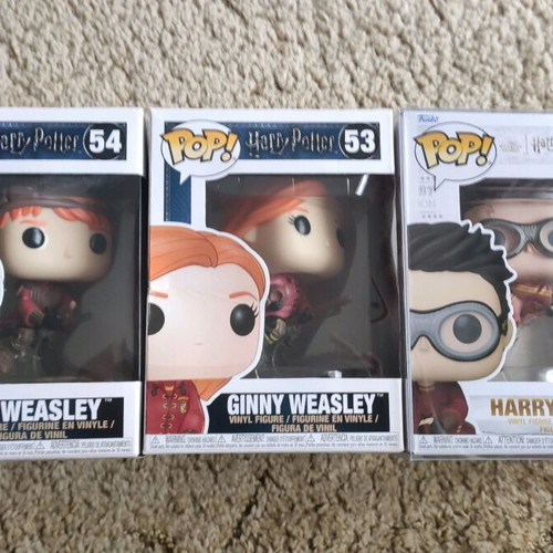 Harry Potter Funko Pop Set Ginny Weasley Ron Weasley Riding Broom like new