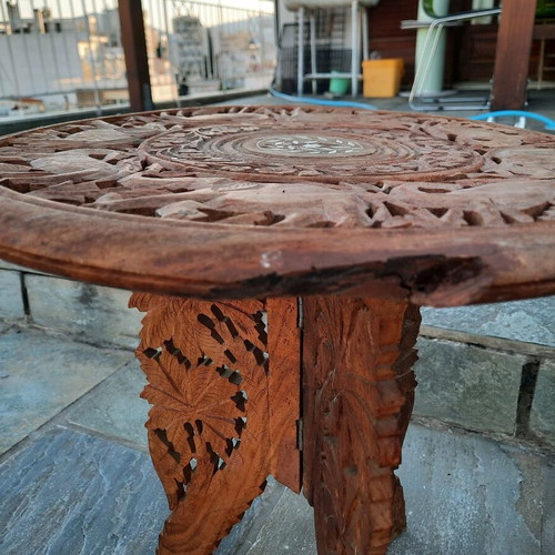 Wooden carved tables like new, set of two