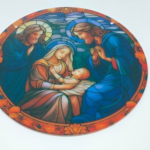 Acrylic Decorative Disc Nativity Scene 15cm like new