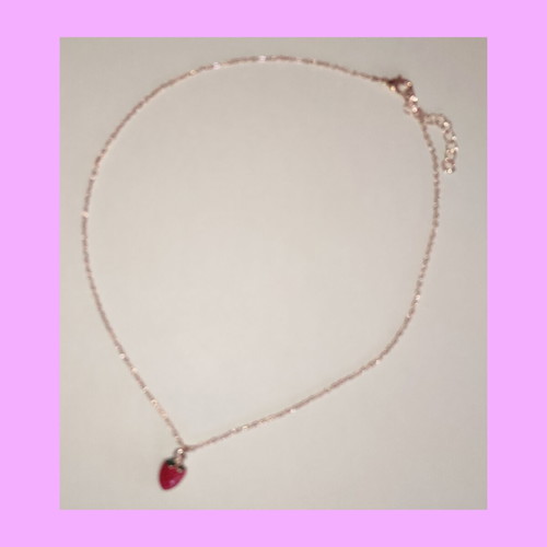 Strawberry necklace new, white and red