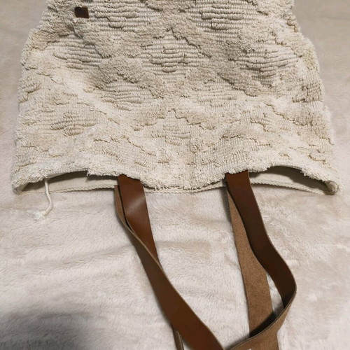 Mat Canvas Shoulder Bag New Beige with Zipper