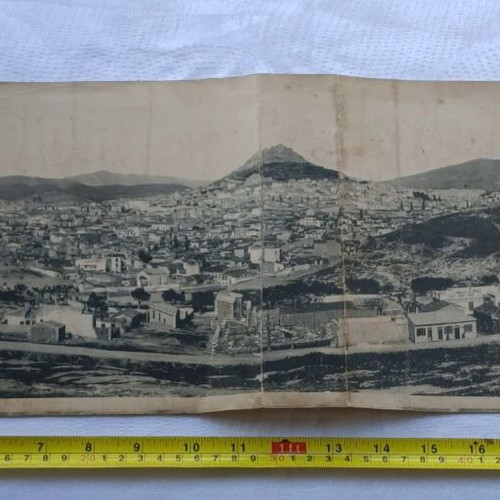 Large photo used on cardboard, general view of Athens around 1900