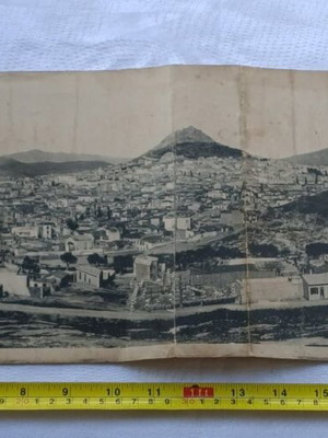 Large photo used on cardboard, general view of Athens around 1900