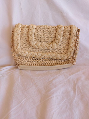 H&M straw shoulder bag like new, beige