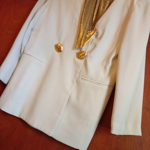Acme Viscose Evening Jacket with Gold Collar like new, beige