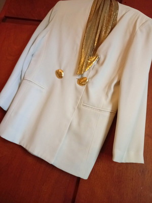 Acme Viscose Evening Jacket with Gold Collar like new, beige