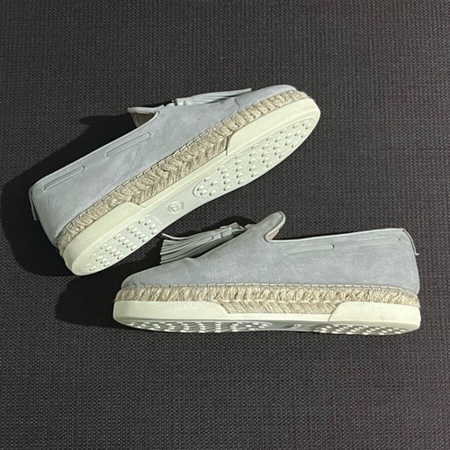 Tod's leather espadrilles women's size 37.5 gray