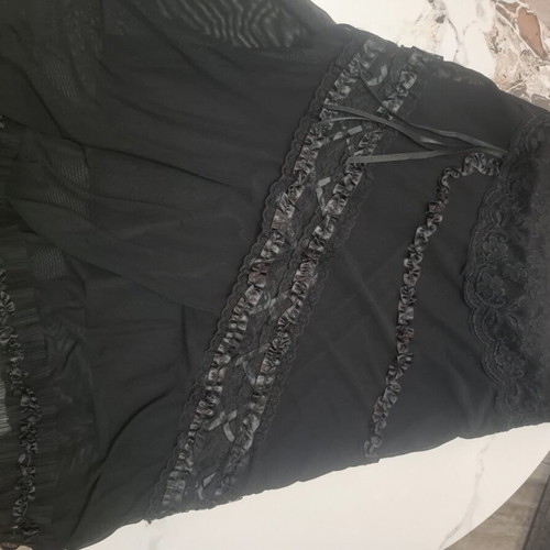Mary Lides Gothic Lolita black skirt with lace and ribbons, L