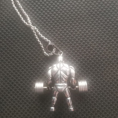 Stainless Steel Necklace with Bodybuilder Pendant new, silver