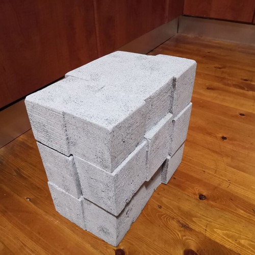 Wooden stool cubes new, matte gray stone texture