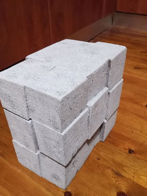Wooden stool cubes new, matte gray stone texture