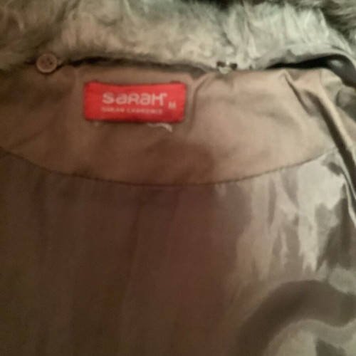 Women's long brown jacket like new with detachable hood, size M