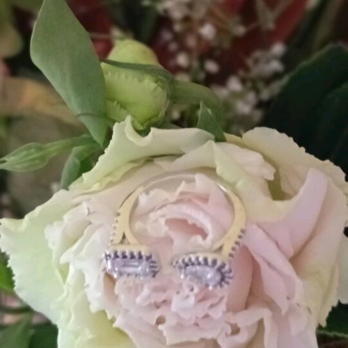 Silver-colored ring with crystals adjustable size, like new