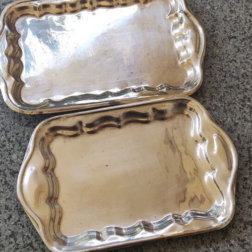 Silver-plated trays used, set of 2 pieces