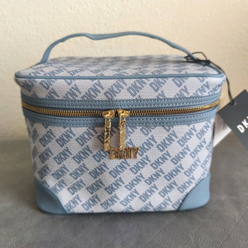 DKNY make up bag new, white and blue