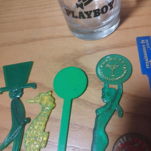 Playboy glass used with disco 80s stirrers