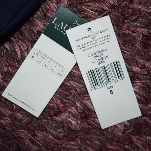Ralph Lauren Jairo dress new, size 8, white and blue