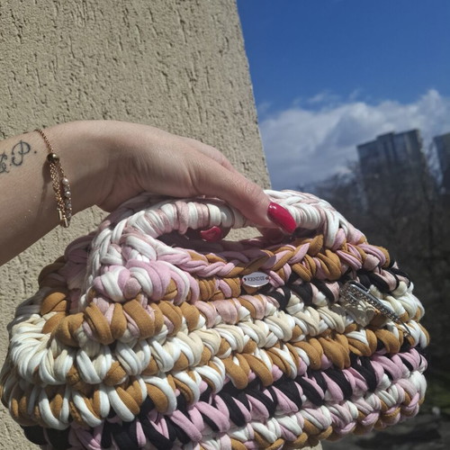 Multicolored Handmade Clutch Bag from Textile Yarn, New