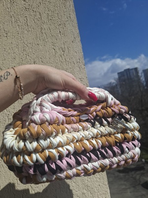 Multicolored Handmade Clutch Bag from Textile Yarn, New