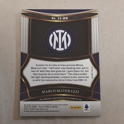 2024-25 Panini Select Marco Materazzi Autograph Soccer Card New