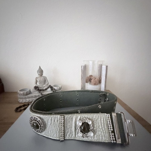 Vintage belts like new, green and silver, size 115