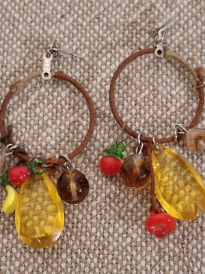Summer earrings used, brown and multicolored