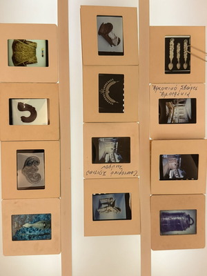 Collectible slides lot Greek folklore, traditional lyra & Ampelakia mansion