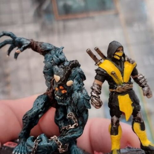 Heroclix Mortal Kombat figures and cards used, 52 characters