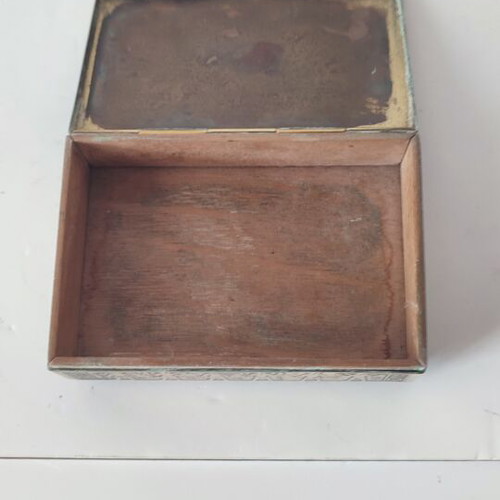 Vintage brass Egyptian box with wooden lining
